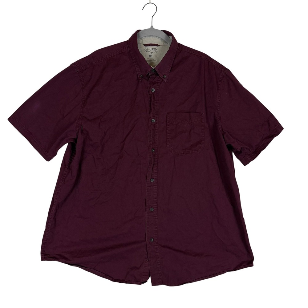 Austin Clothing Co Shirt Mens 2XL Red Short Sleeve Button Down Cotton Casual